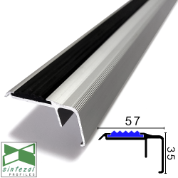 Светодиодная алюминиевая накладка для подсветки ступеней Sintezal УЛ-170, 57х35х3000мм. 